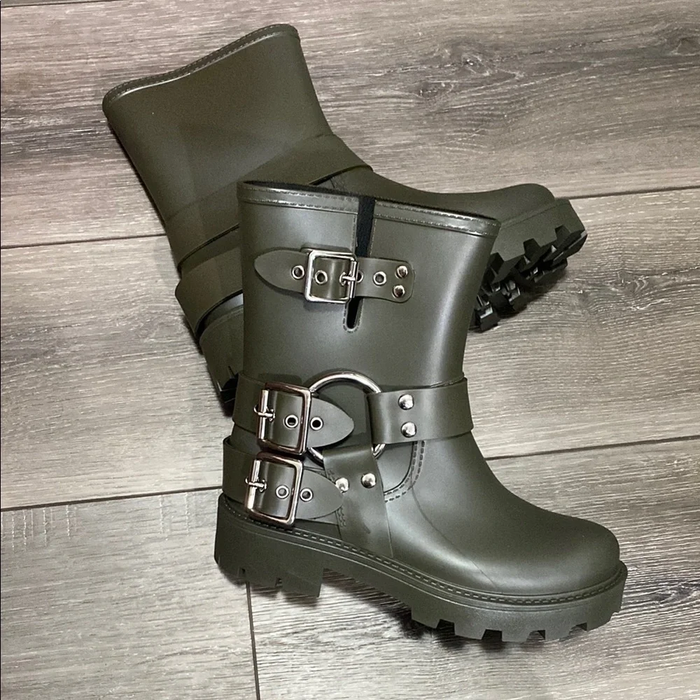 NWOT! Jeffrey Campbell Dripz Moto Rain Boot